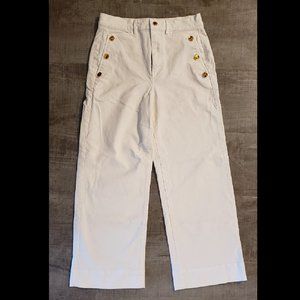 ANN TAYLOR Petite Ivory Denim Wide Leg Sailor Flap Front Jeans 6P
